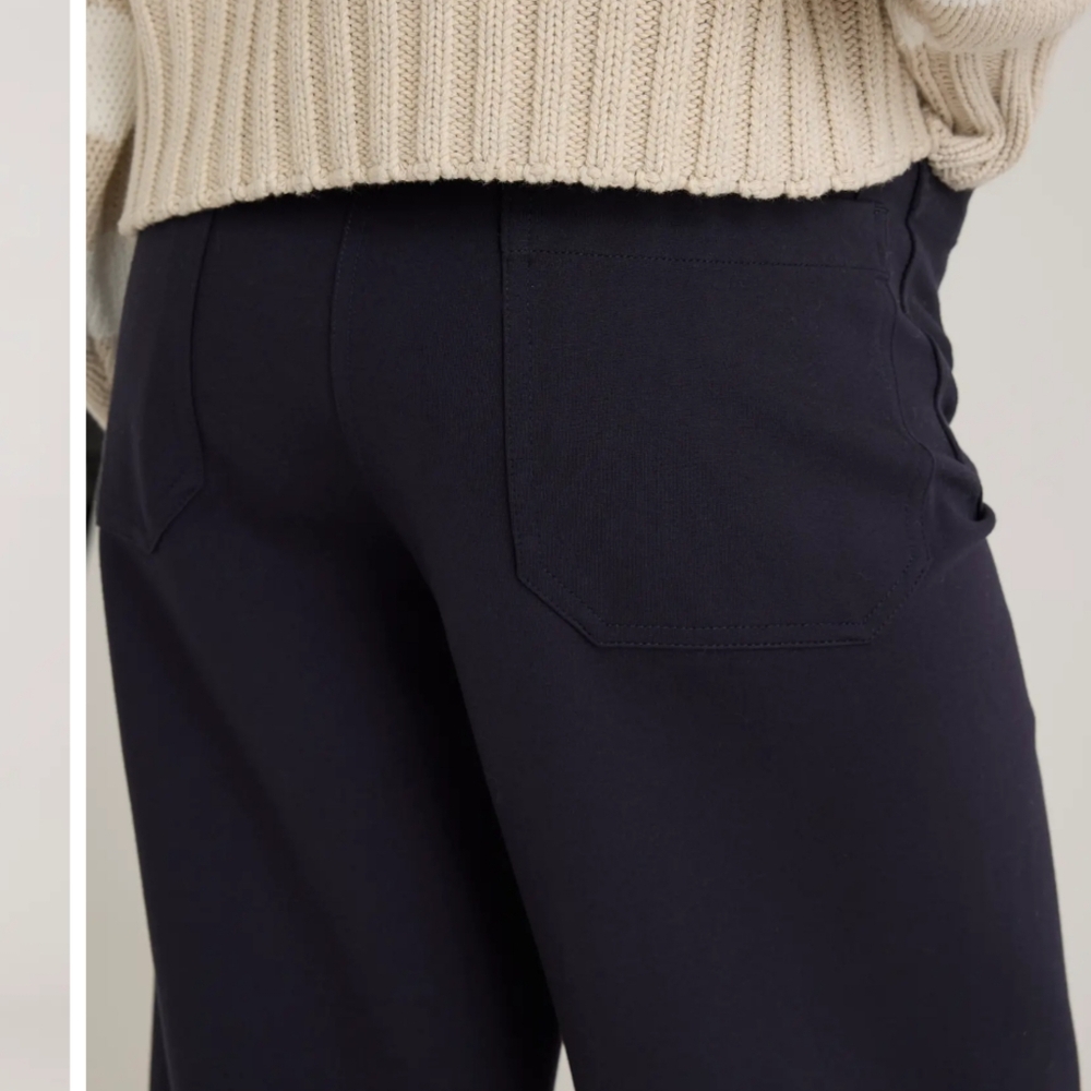 Quince $120 Ultra-Stretch Ponte Cropped Wide Leg Pants Navy Women 14 Minimalist - Picture 3 of 10